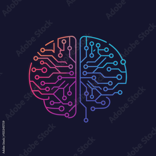 Circuit mind tech concept logo
