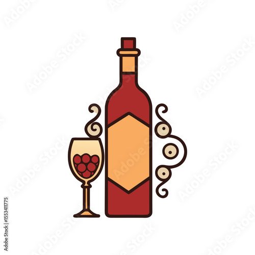 wine bottle and glass
