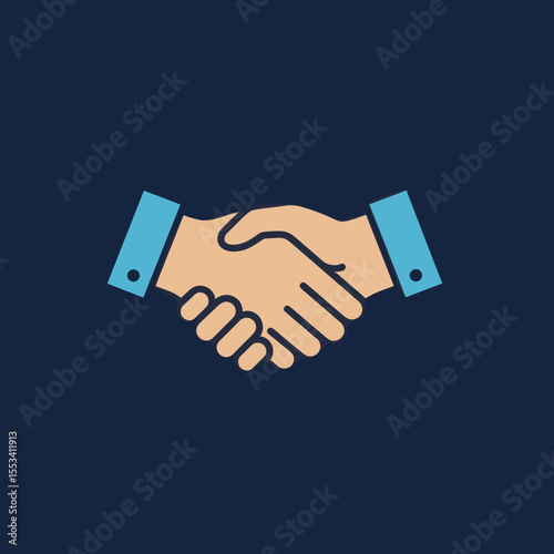 Blue background handshake deal icon