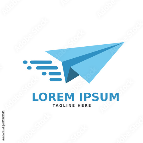 Simple blue paper plane logo