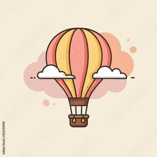 Hot air balloon with clouds illustration