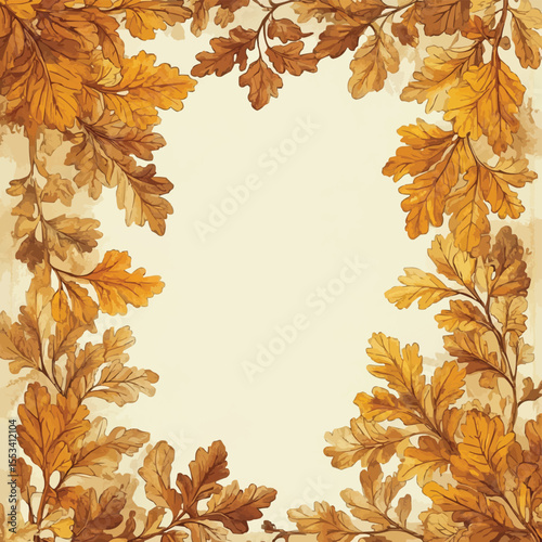Golden Oak Leaves Border Vector with Subtle Yellow Gradient