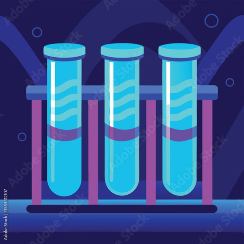Scientific Experiment Three Test Tubes with Blue Liquid - 1 (5).eps