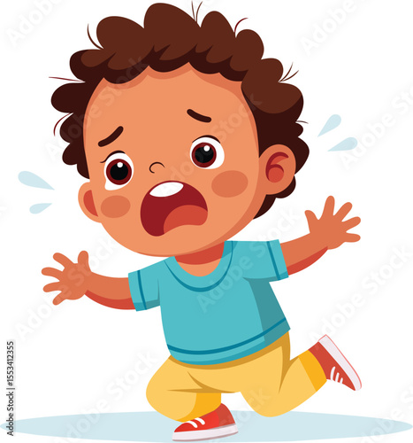 scared cartoon boy running vector illustration