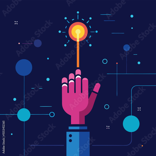 Igniting Innovation A Hand Reaching for Technological Advancement