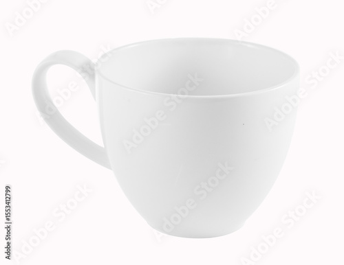 white ceramic cup on white background.