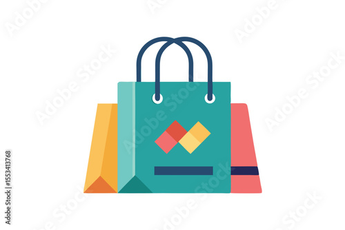 Red paper shopping bag isolated on white, perfect for retail, sale, or gift merchandise