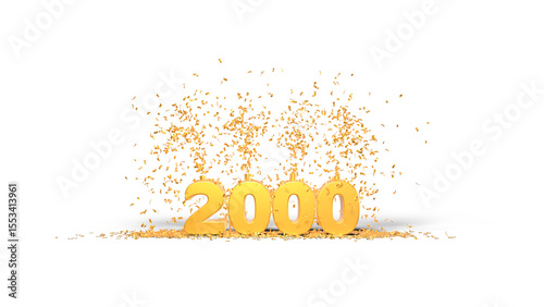 two thousand celebration, 2000 - thank you illustration - 3D rendering on transparent background