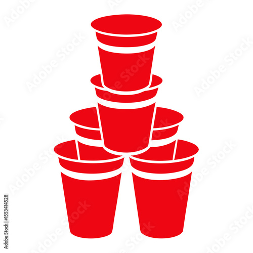 Pyramid of red plastic cups for party games and celebrations