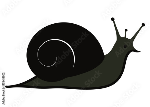 Silhouette of a snail with shell