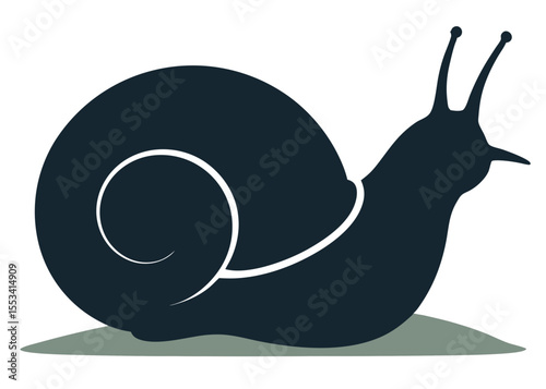 Silhouette of a snail with shell