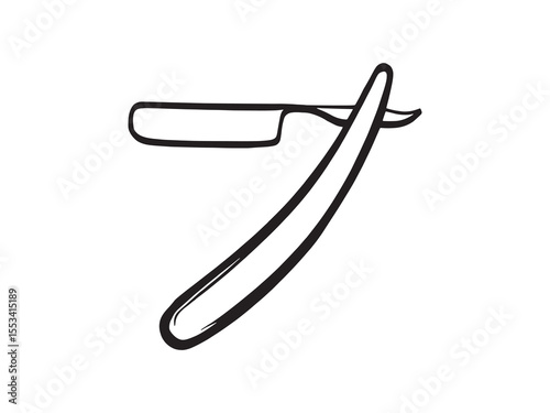 Modern Safety Razor Outline Illustration