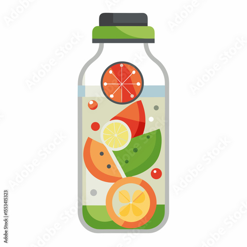 glass of juice and fruits