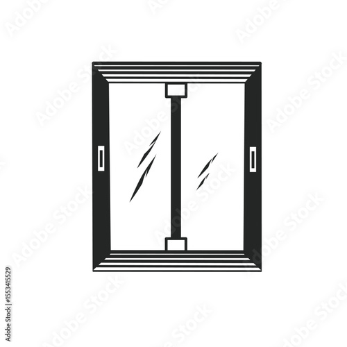 Window glass frame design black colour, home construction concept vector icon logotype.