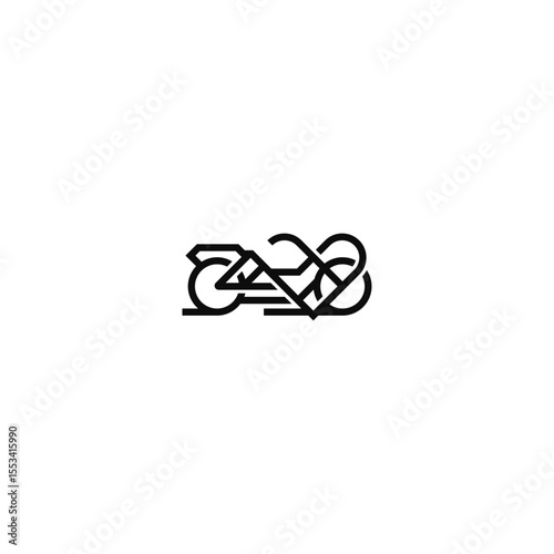 Motorcycle and heart linear logo.