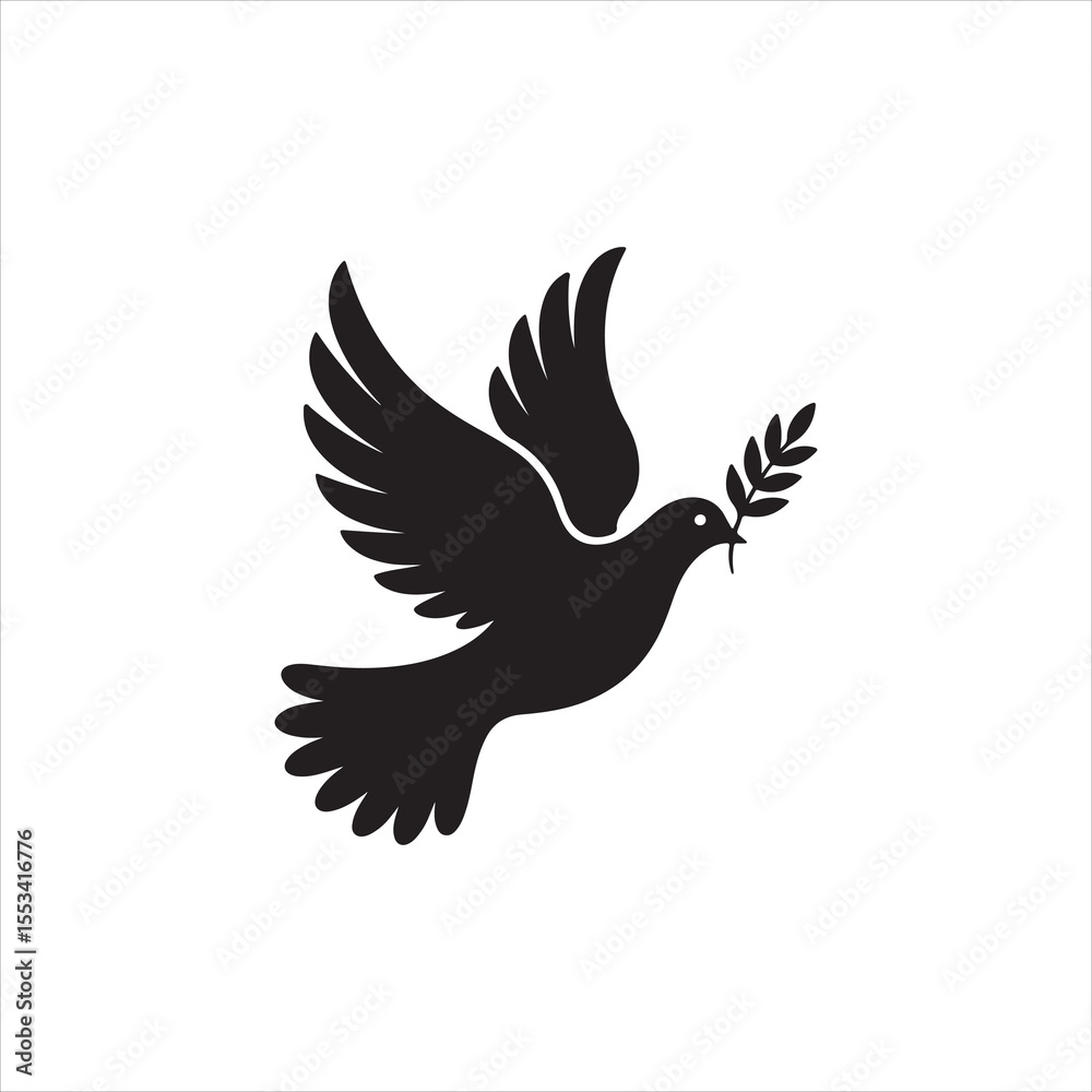 Obraz premium Peaceful Black Dove with Olive Branch Symbolizing Hope and New Beginnings