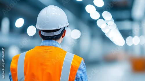 Rear view of an engineer, back to viewer, meticulously examining the structural integrity of a colossal bridge span, highlighting the intricate steelwork and concrete supports.