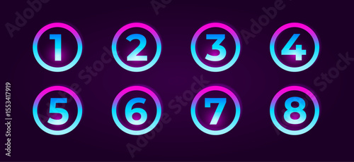 3D Bullet Point Numbers Icons – Colorful Vector Font Set for Calendar & Celebration Design