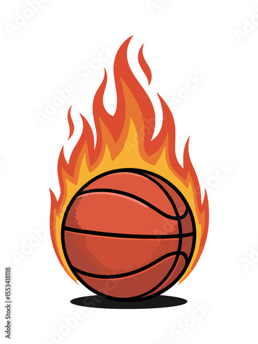 Fiery Basketball Flaming Ball Sport Graphic Design