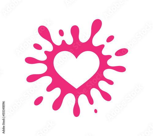 Pink Heart Splatter: Love, Passion, and Affection Design Element