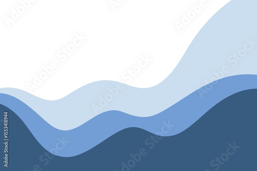 Abstract blue sea waves, background illustration, vector, wavy page divider for title, text. Modern minimalistic graphic sea background of ocean Water Shape with space for Text, flat design