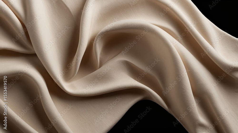 Fototapeta premium Close-up view of draped beige fabric.
