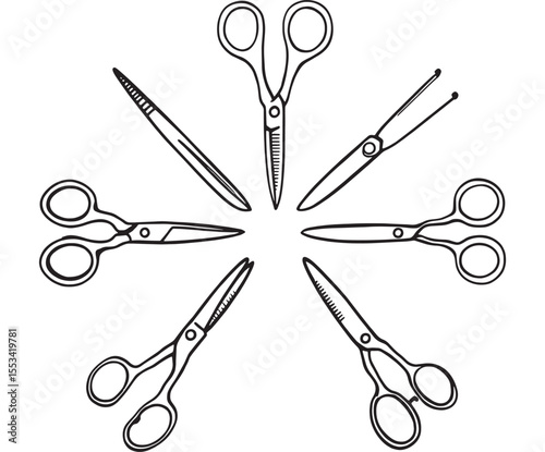 Precision Scissors Vector Line Art Design