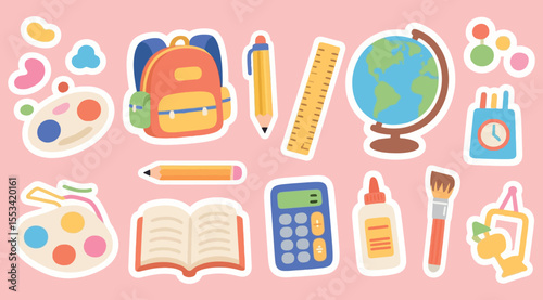 Delightful Back to School Sticker Collection Playful Educational Icons for Creative Projects and Designs