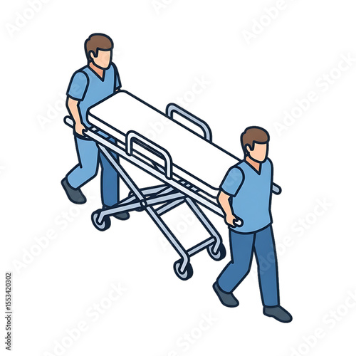 Paramedics carry a stretcher to transport a patient.