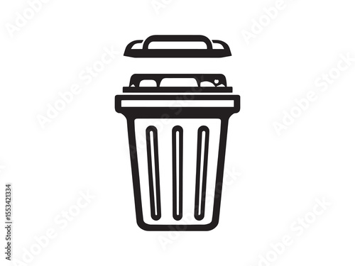 Recycling Bin Line Art Vector Illustration