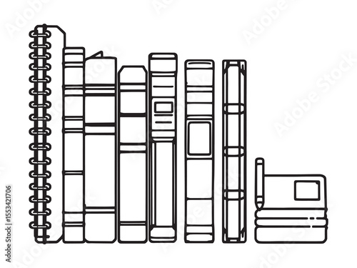 School Notebooks Line Drawing Illustration