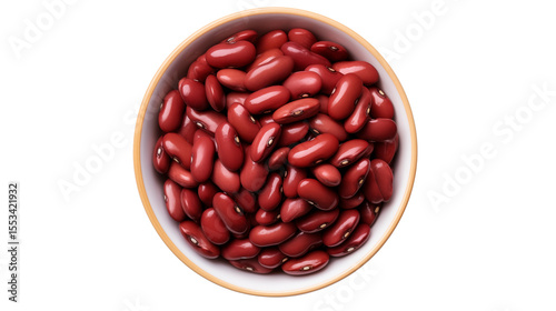 Vibrant bowl filled with nutritious red kidney beans on a transparent background