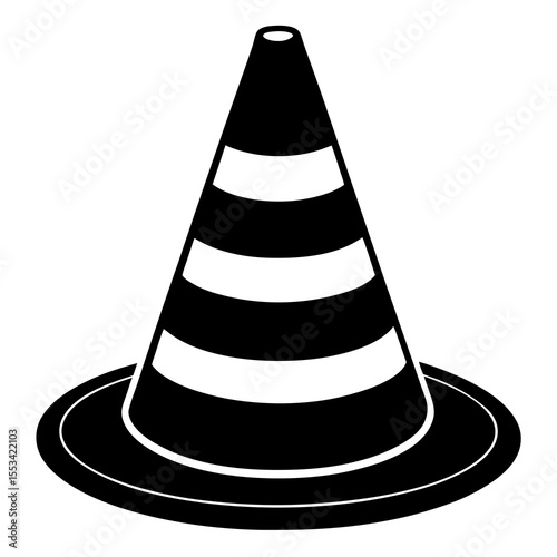 Silhouette of a traffic cone on white background