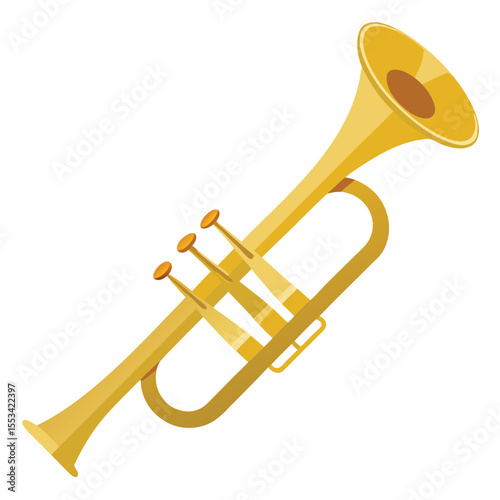 Golden Trumpet Musical Instrument Illustration