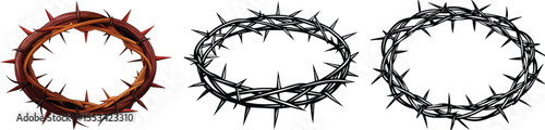 Jesus Crown Thorn Silhouette set vector illustration