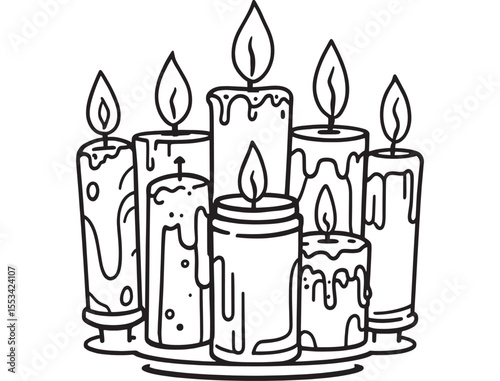 simple elegant candle outline drawing for peaceful ambiance