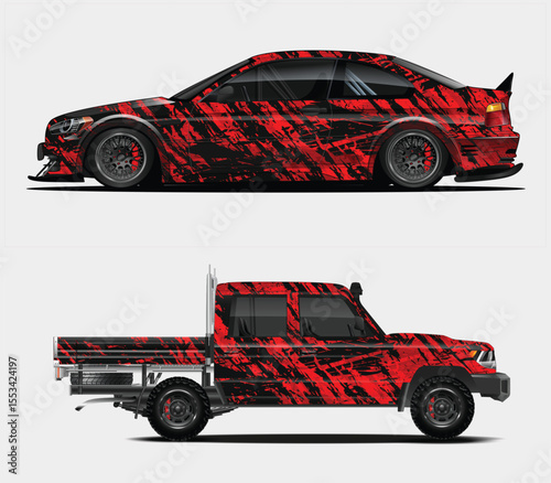Red and Black Car and Truck Wrap Designs