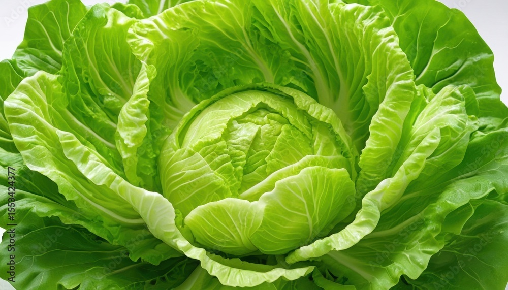 Obraz premium close up of a cabbage head of light green color. The dense leaves form a spherical shape, emphasizing the freshness and naturalness of this vegetable.
