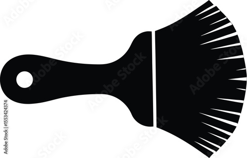 Isolated black paint brush icon shows artistic strokes on a transparent background