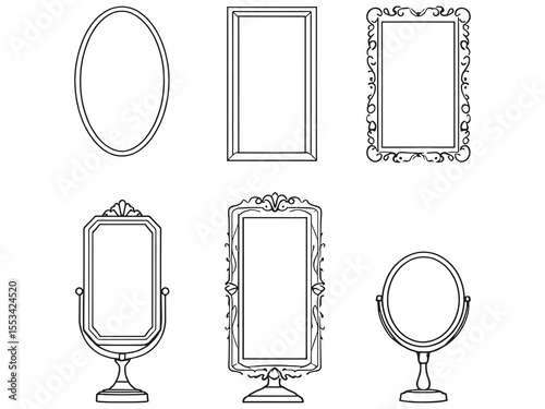 Simple elegant mirror outline vector art