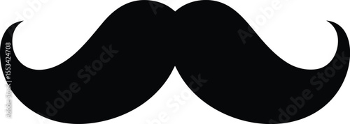 Bold silhouette depicts a classic handlebar mustache with a transparent background