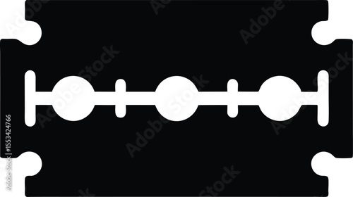 A sharp black razor blade presents a minimalist silhouette on a transparent background