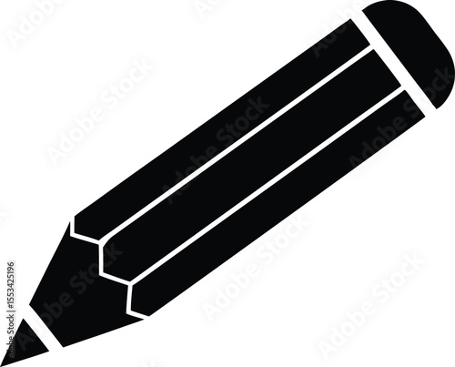 Hexagonal black pencil silhouette with three visible stripes on a transparent backdrop is portrayed