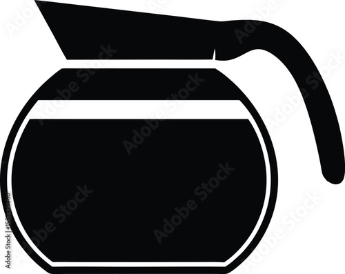 Minimalist black coffee pot silhouette exudes elegance against the clean, white background