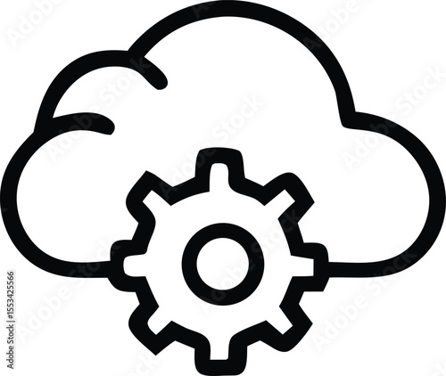 Cloud computing gear icon symbolizing data processing system configuration and operational mechanics within digital networks and services