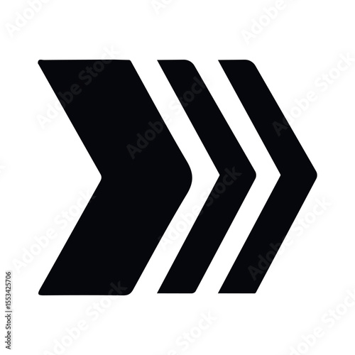 minimalist black triple arrow icon on white background