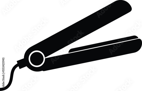 Sleek black hair straightener with power cord showcased against transparent backdrop for versatile application