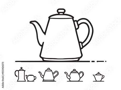 Simple kitchen kettle line art illustration