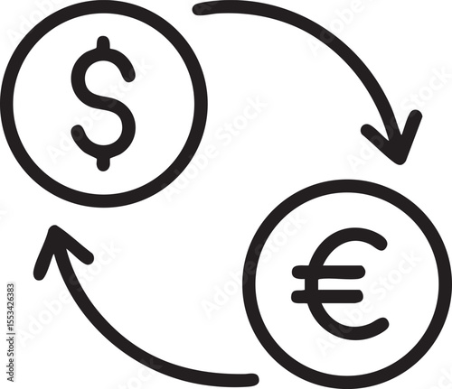 Currency Exchange Dollar and Euro Conversion Icon