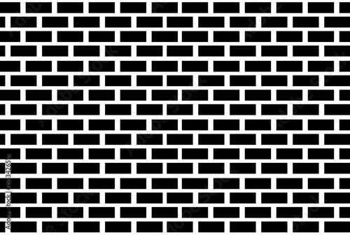 Black brick wall on isolated white background. Vector illustration